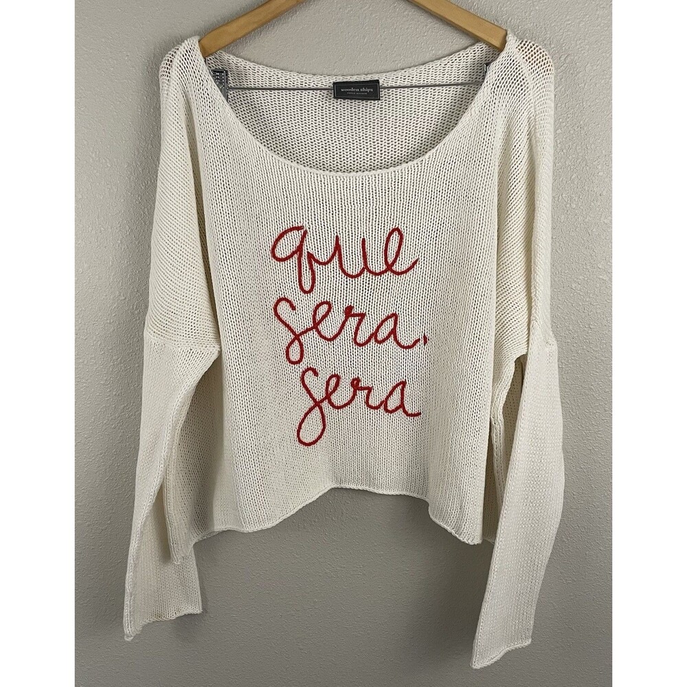 Wooden Ships Womens M/L Oversized Boxy Open Knit Que Sera Sera Sweater Beachy